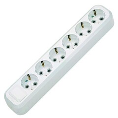 89-0-106 Колодка для удлинителя 6 розеток, 16А, с/з (Very)