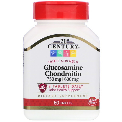 21st Century, Glucosamine / Chondroitin, Triple Strength, 750 mg / 600 mg, 60 Tablets