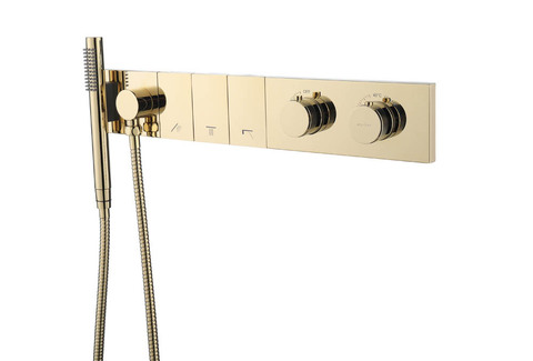 Boheme 133-SYS-G Смеситель ZODIAC THERMO с ручным душем GOLD