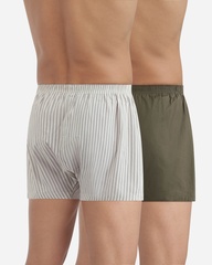 Трусы мужские боксеры 2 шт. в упаковке DIM 0DXY | Ретро полоски/Зеленый