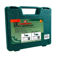 Jonnesway JAG-0913RMK Набор бормашинка пневматическая угловая 18000 об/мин., патрон 3/6 мм, L-155 мм с насадками, 15 предметов