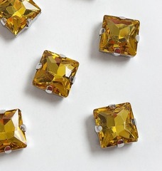 Стразы пришивные стекло в оправе, ш. 12 мм, золото