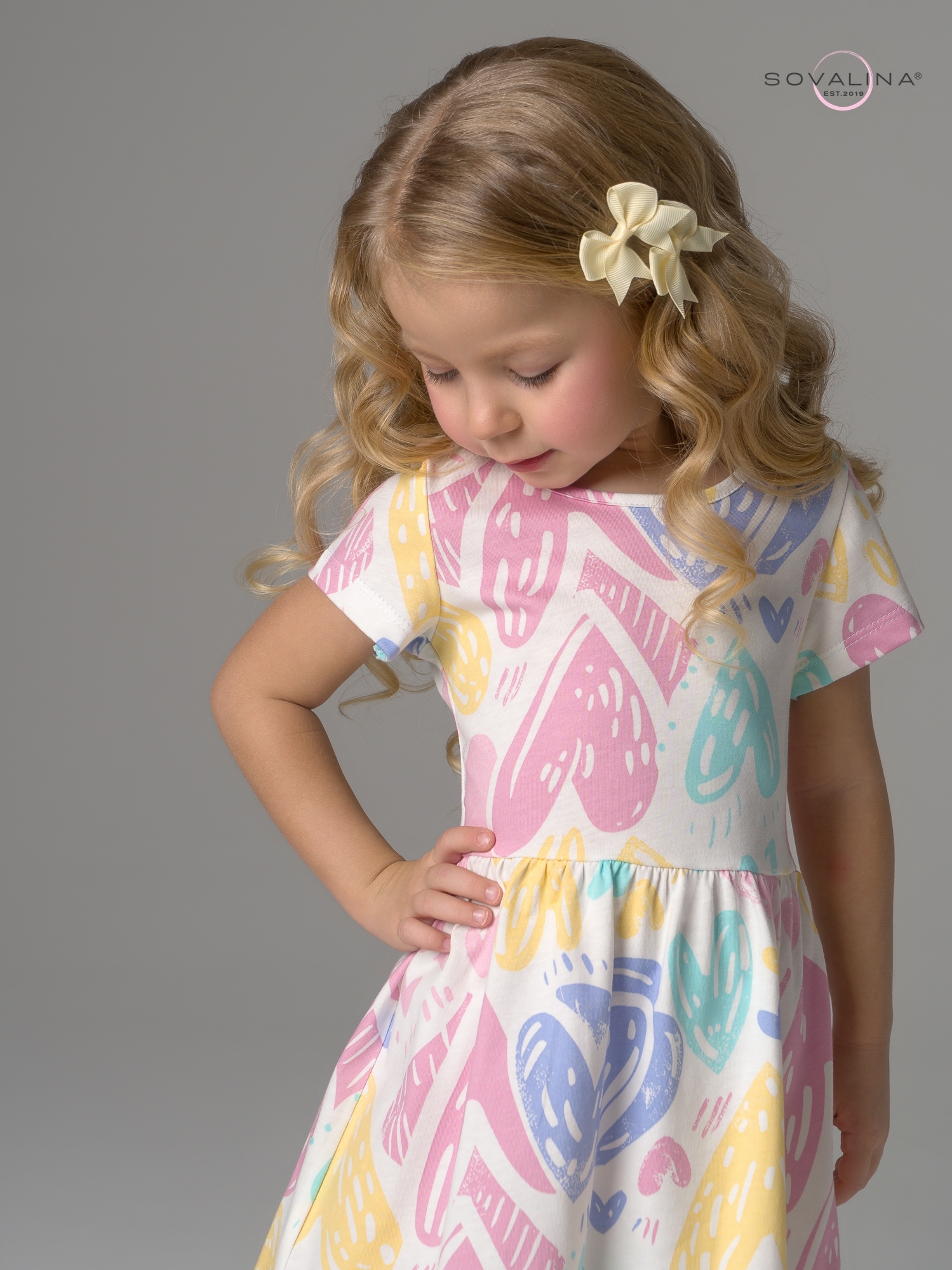 Платье Лето акварельные сердечки