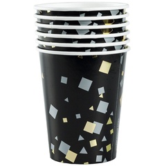 Стаканы, Конфетти Party, Черный, 250 мл, 6 шт.