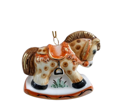 Ёлочная игрушка Лошадка коричнево-оранжевая
