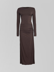 Платье by Gor 25191 длинное облегающее с разрезом сбоку