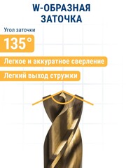 Сверло по металлу кобальтовое ПРАКТИКА 5,0 х 86 мм Р6М5К5 (033-499)