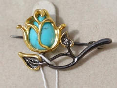 Роза (брошь из серебра с позолотой).