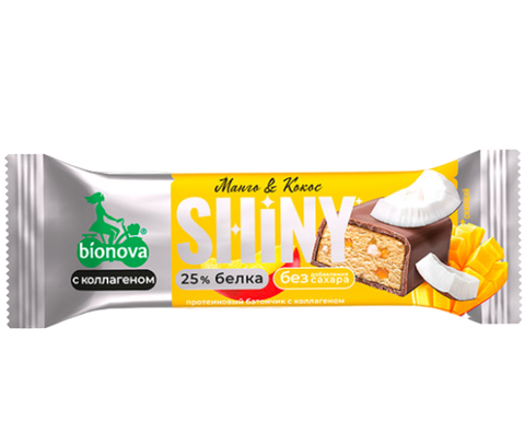 Батончик глаз.Bionova Shiny Без Сахара Манго и Кокос 40гр