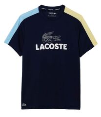 Теннисная футболка Lacoste Ultra-Dry Printed Colour-Block Tennis - navy blue/blue/yellow