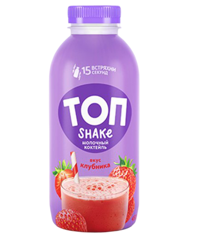 Коктейль молочный ТОП ШЕЙК со вкусом Клубники 2% 450гр