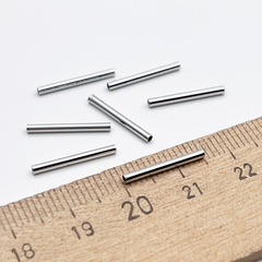 Бусина-трубочка, цвет серебро (родий), размер 15*1,5 мм, цена за 1 шт