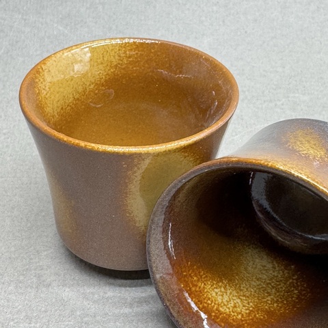 Чашка коричневая высокая, глина, 40мл