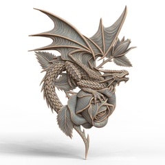 Силиконовый молд № 634 Дракон с розой