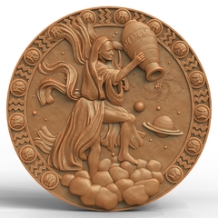 Силиконовый молд № 395 медальон Водолей 6 см