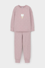 пижама  для девочки  К 1581/розовый лед,мини сердечки
