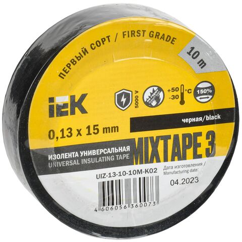 MIXTAPE BASIC Изолента 0,13х15мм черная 10м IEK