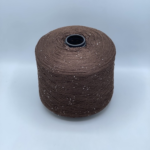Бобинная пряжа, Linette Pailletes, 450м, 80% Лен, 20% Полиэстер(пайетка), Коричневый+пайетка. 39378