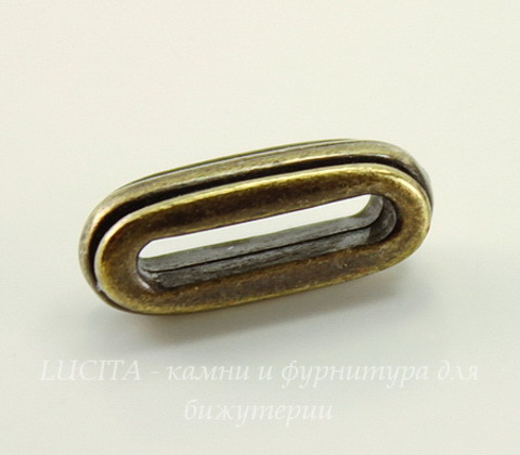 Бусина для шнура 12х2 мм TierraCast "Deco slide" 17х7х6 мм (цвет-античная латунь)