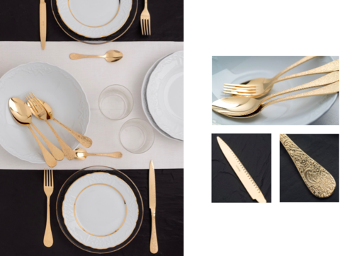 Набор столовых приборов на 6 персон 24 прибора Herdmar Betty Gold