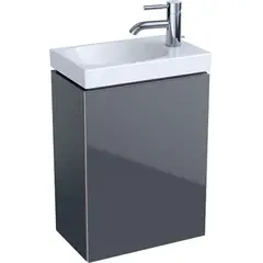 Шкафчик для раковины Geberit Acanto, с одной дверью и сифоном: B=39.5см, H=53.5см, T=24.5см, темно-серый / лакированный матовый, темно-серый / глянцевое стекло фото
