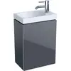 Шкафчик для раковины Geberit Acanto, с одной дверью и сифоном: B=39.5см, H=53.5см, T=24.5см, темно-серый / лакированный матовый, темно-серый / глянцевое стекло