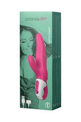 Ярко-розовый вибратор  Satisfyer Vibes Mr. Rabbit с клиторальным отростком - 22,1 см. - 