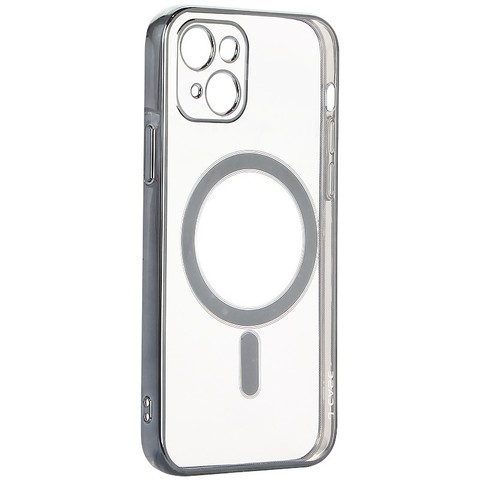 Силиконовый чехол J-case с магнитом (MagSafe) для iPhone 13 (6.1) 2021 (Серебро)