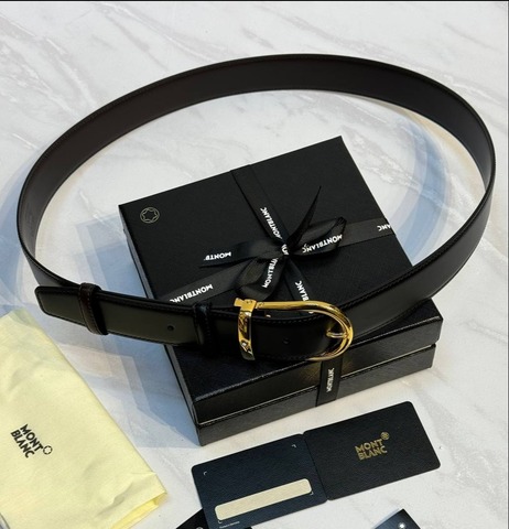 Двусторонний ремень Montblanc из кожи черного цвета 35мм