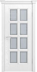 Дверь Фрейм 09 / Цвет Ясень белоснежный / Белый сатинат, с фацетом / Двери ТЕКОНА
