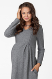 Платье для беременных и кормящих 15979 серая ёлочка