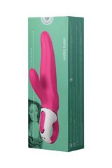 Ярко-розовый вибратор  Satisfyer Vibes Mr. Rabbit с клиторальным отростком - 22,1 см. - 