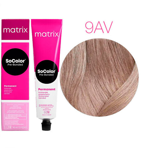 Matrix SoColor Pre-Bonded 9AV очень светлый блондин пепельно-перламутровый, стойкая крем-краска для волос с бондером