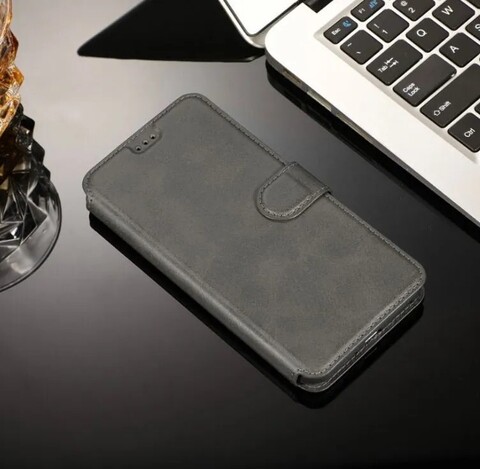 Чехол книжка-подставка кожаный с магнитной застежкой для Samsung Galaxy A04e (Серый)