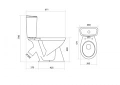 Унитаз-компакт Бриз 1WH302138 с диагональным выпуском