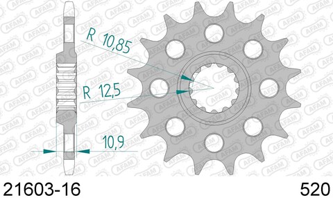 21603-16 звезда передняя (ведущая) стальная , 520, AFAM