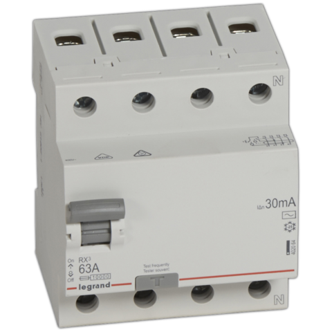 Выключатель дифференционного тока УЗО (ВДТ) RX - 4P - 63 A, 30 мА, Тип АС. Legrand (Легранд). 402064