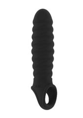 Чёрная ребристая насадка Stretchy Penis Extension No.32 - 