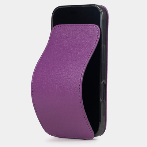 Чехол iPhone 16 Pro натуральная кожа козы, фиалкового цвета