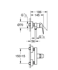 Смеситель однорычажный для душа GROHE Cubeo, матовый черный (1018242430)
