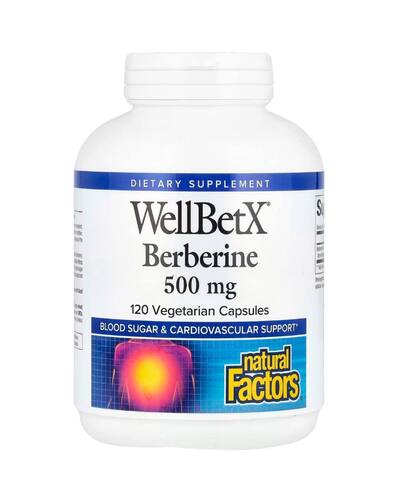 Natural Factors WellBetX, берберин, 500 мг, 120 вегетарианских капсул