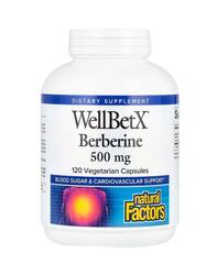 Natural Factors WellBetX, берберин, 500 мг, 120 вегетарианских капсул