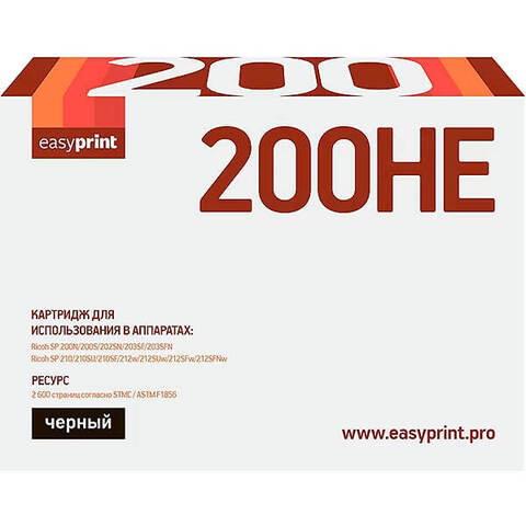 Картридж EasyPrint LR-SP200HE/SP201HE для Ricoh SP200/210/211/212/220 (2600стр.) черный, с чипом, 407254/407262