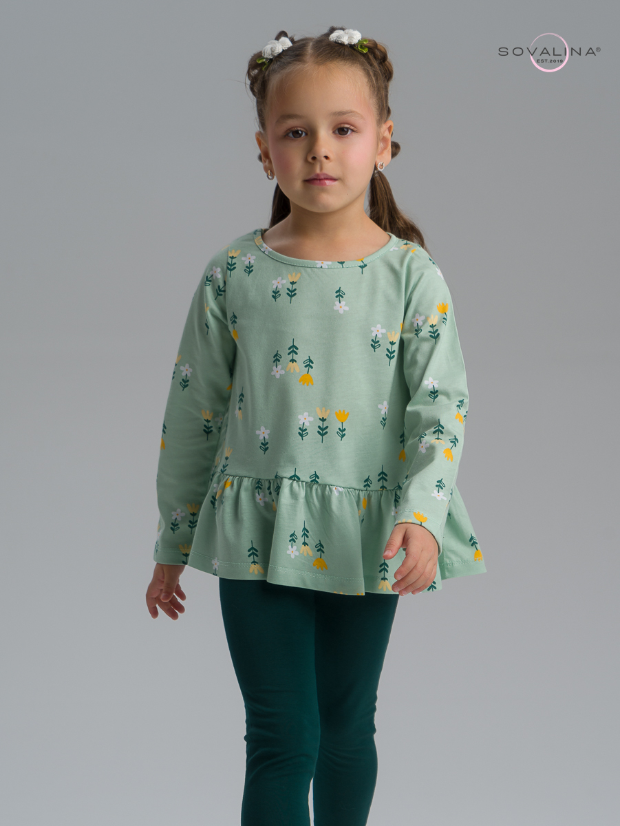 Костюм Алиса SG цветки на оливке-изумруд