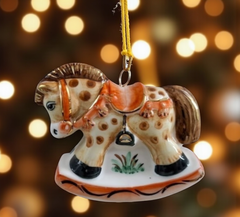 Ёлочная игрушка Лошадка коричнево-оранжевая