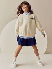 Толстовка и юбка в комплекте для девочки Next E45-365, Бежевый, Синий