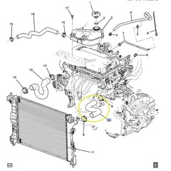 ПАТРУБОК РАДИАТОРА ВЕРХНИЙ AVEO T300 F16D4 МКПП GM (К ТЕРМОСТАТУ)