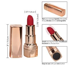 Золотистый вибратор-помада с красным мягким кончиком Hide & Play Rechargeable Lipstick - 