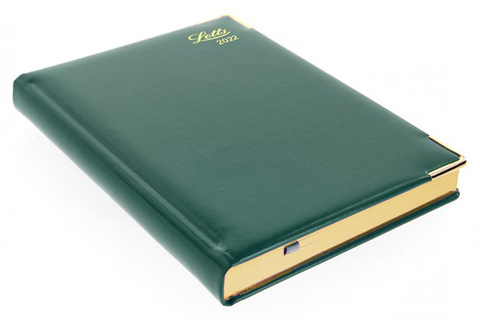 Ежедневник Letts Lexicon (PU) A5, кожа искусственная, белые страницы, срез позолоченный, металлические уголки, зеленый (22-081346)