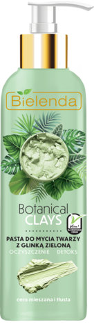 BOTANICAL CLAYS Веганская очищающая паста для умывания лица с зеленой глиной, 190 г